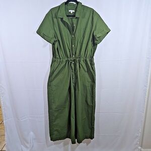 Free Assembly Utility Jumpsuit Wide Leg Short Sleeve Green Womens XXL
